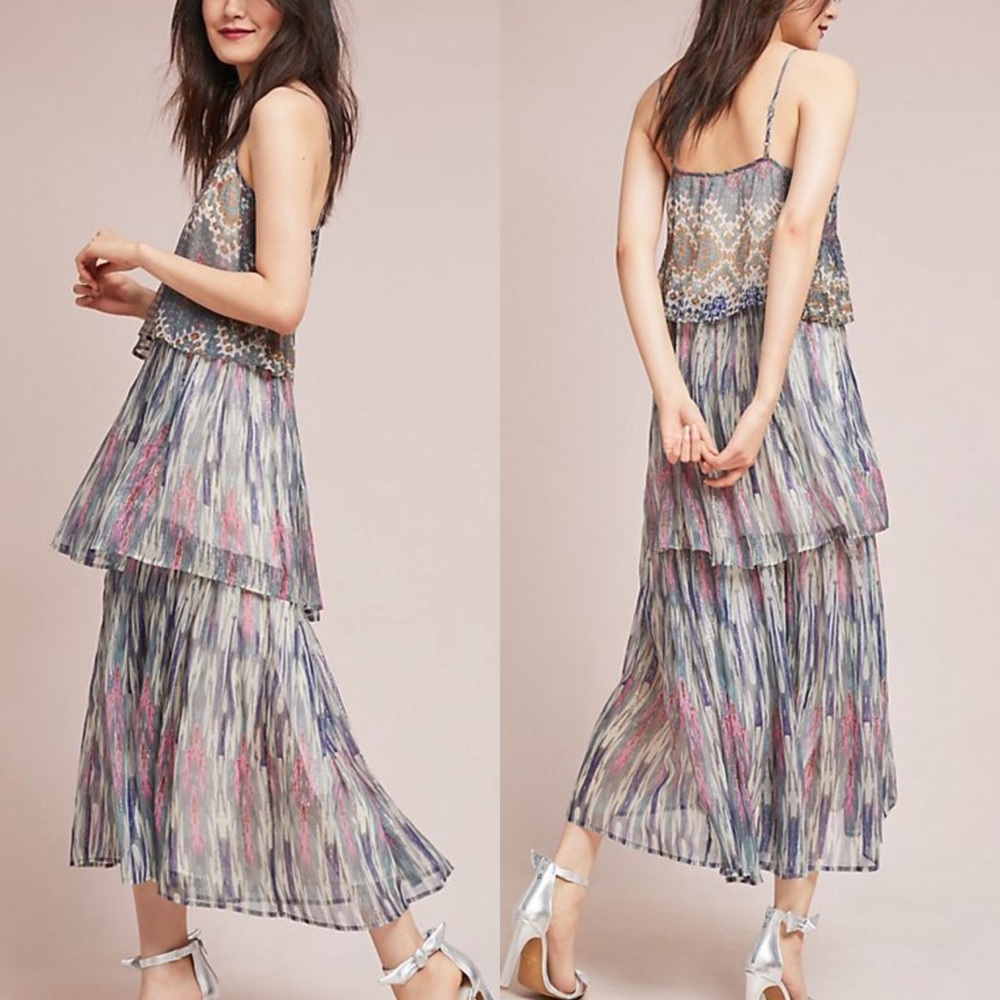 Anthro Meadow Rue Josie tiered Maxi dress NWT